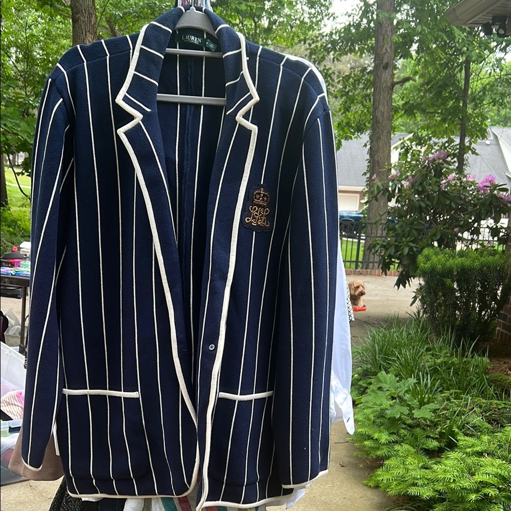Lauren Ralph Lauren Blue Blazer with White Stripes